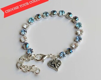 Fancy Filigree Heart Faceted Crystal Bracelet