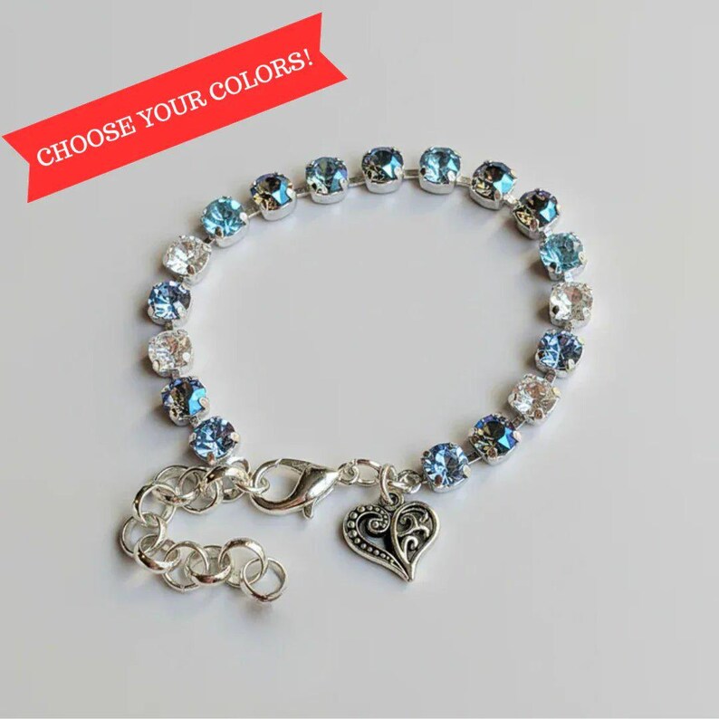 Fancy Filigree Heart Faceted Crystal Bracelet - - LadybugfeetDesigns -