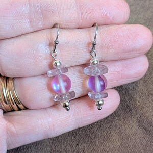 Amethyst/Purple Mermaid Glass Beaded Hook Earrings - - LadybugfeetDesigns -