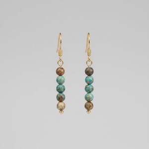 Ocean Jasper Beaded Hook Earrings, Gold - - LadybugfeetDesigns -