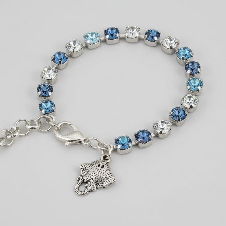 Manta Ray Faceted Crystal Bracelet, Silver - - LadybugfeetDesigns -