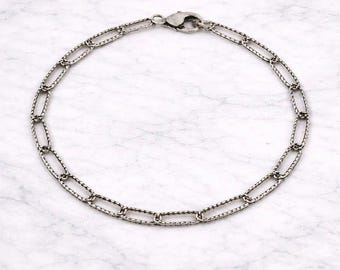 Antik Silber Strukturierte Paperclip Link Charm Armband Basis - D.i.y. - Bauen Sie Ihr Bettelarmband!