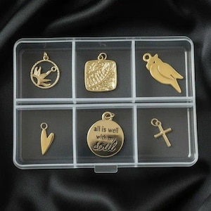 All is Well With My Soul Mini Charm Box - 6 pc., Gold - - LadybugfeetDesigns -