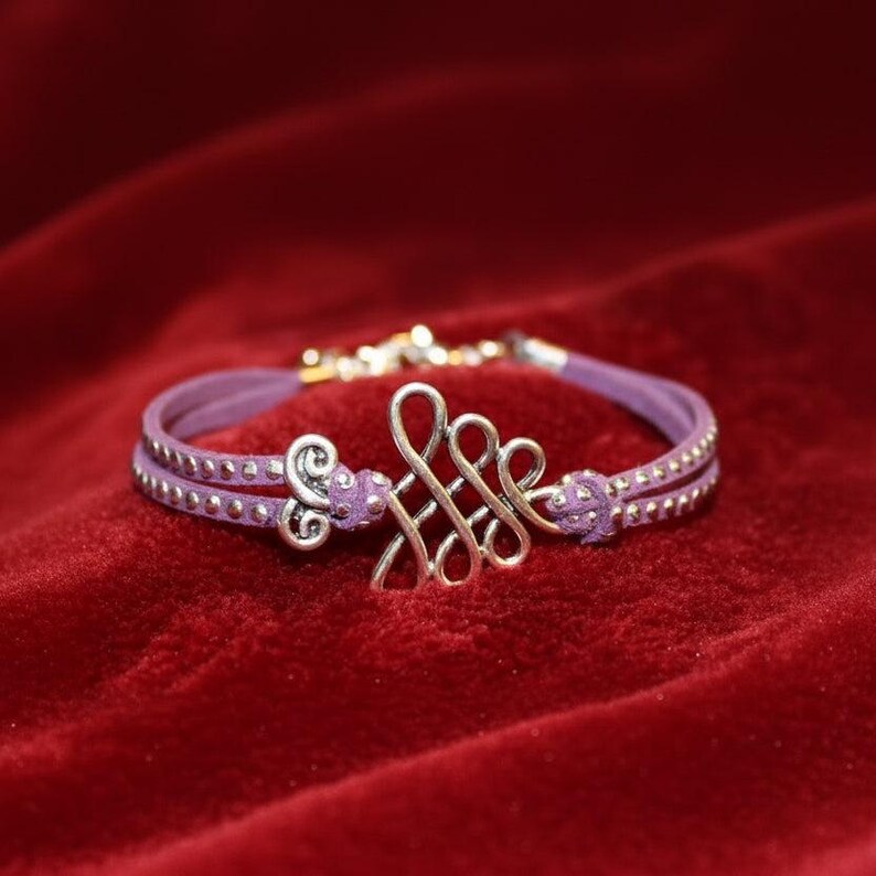 Unalome/Triple Infinity Beaded Suede Bracelet - - LadybugfeetDesigns -