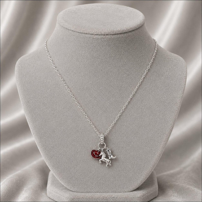Country Western Girl Necklace, 20 inches - Silver - - LadybugfeetDesigns -