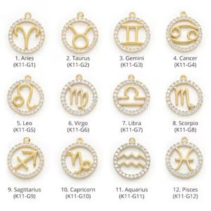 CZ Zodiac Symbol Necklace, Gold - 18 inch - - LadybugfeetDesigns -