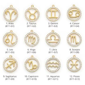 CZ Zodiac Symbol Necklace, Gold - 18 inch - - LadybugfeetDesigns -