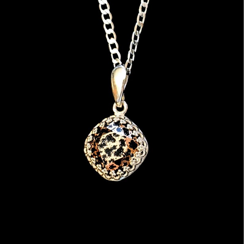 Leopard Print Crystal Pendant charm necklace, Sterling Silver - 22 inch - - LadybugfeetDesigns -