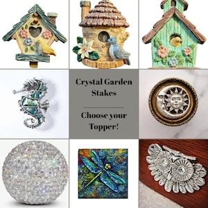 Garden Jewels/ Beaded Crystal Garden stakes/ 12" or 24" Garden Stake/ Suncatcher - - LadybugfeetDesigns -