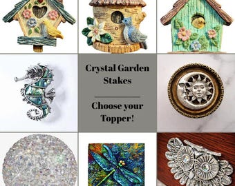 Garden Jewels/ Beaded Crystal Garden stakes/ 12" or 24" Garden Stake/ Suncatcher