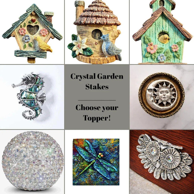 Garden Jewels/ Beaded Crystal Garden stakes/ 12" or 24" Garden Stake/ Suncatcher - - LadybugfeetDesigns -