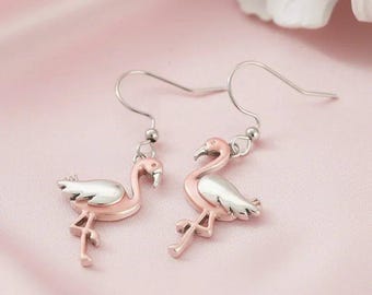 Rustic Flamingo Hook Earrings