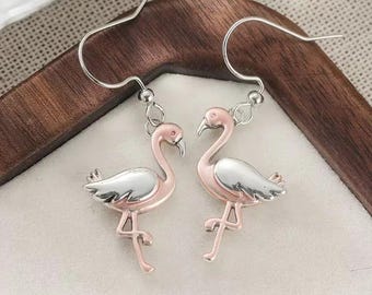 Rustic Flamingo Hook Earrings