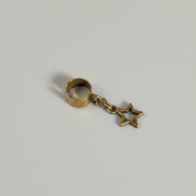 Star Ear Cuff, Antique Bronze - - LadybugfeetDesigns -