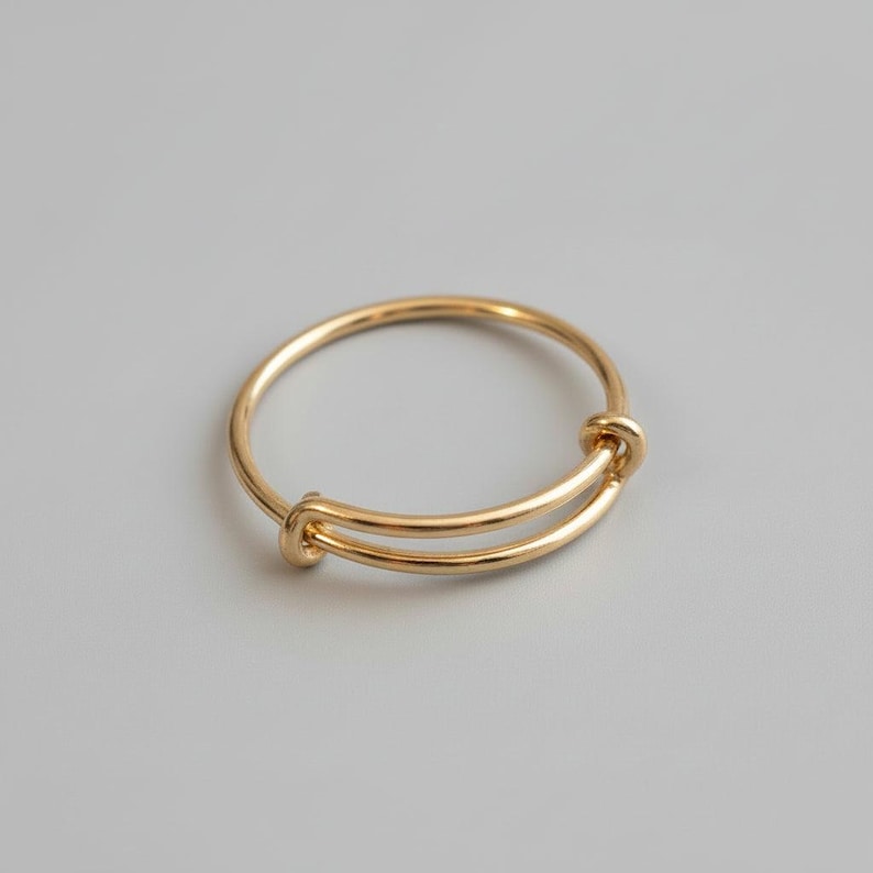 DESIGN YOUR Charm Ring, Adjustable 14k Gold Filled charm dangle ring - - LadybugfeetDesigns -