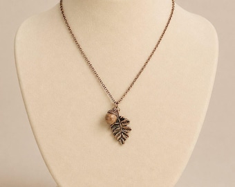 Eikel eikenbladketting, antiek koper