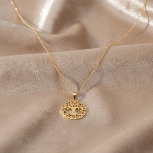 Tree of Life necklace, Gold- 20 inch - - LadybugfeetDesigns -