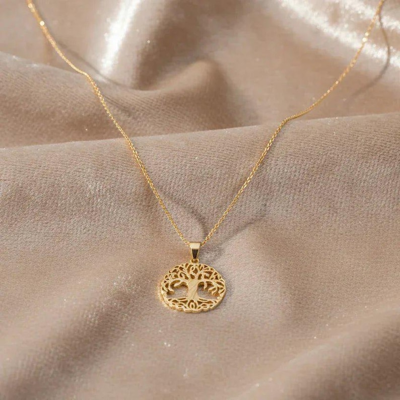 Tree of Life necklace, Gold- 20 inch - - LadybugfeetDesigns -