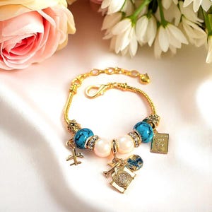 Travel/Vacation European beaded bracelet - Gold - - LadybugfeetDesigns -