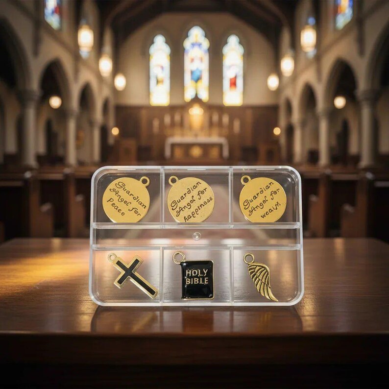 Guardian Angels Mini Charm Box - 6 pc., Gold - - LadybugfeetDesigns -
