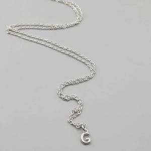 Mini Bubble Initial Necklace - Silver- 20 inch - - LadybugfeetDesigns -