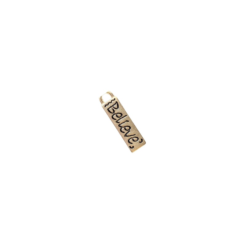 Silver Believe Tag Charm II - - LadybugfeetDesigns -