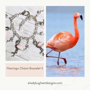 Flamingo Charm Bracelet II - - LadybugfeetDesigns -