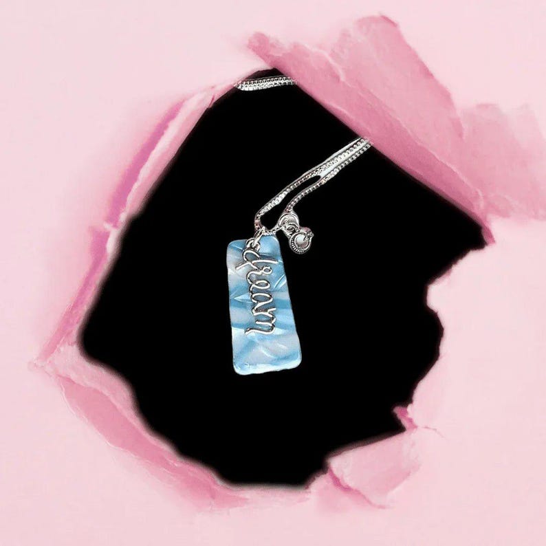 Dream Tag necklace, Sterling Silver - 30 inch - - LadybugfeetDesigns -