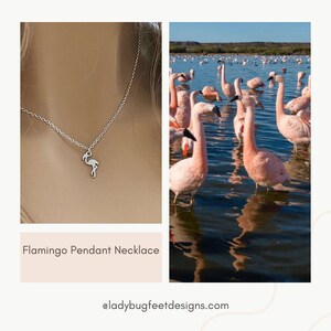 Flamingo Pendant Necklace, Silver - 18 - 22 inches - - LadybugfeetDesigns -