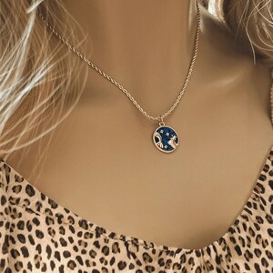 Blue Enamel Zodiac Pendant Necklace, Gold - 20 inches - - LadybugfeetDesigns -