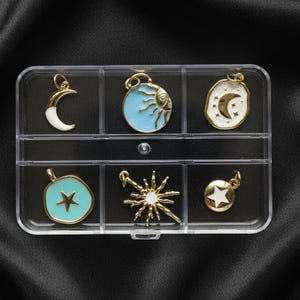 Celestial Enamel Mini Charm Box - 6 pc., Gold - - LadybugfeetDesigns -