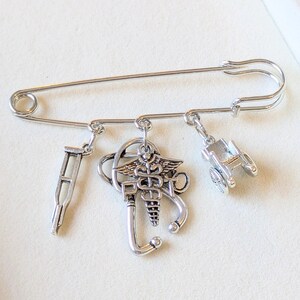 PT - Physical Therapist Safety Pin Brooch, Purse Charm - - LadybugfeetDesigns -