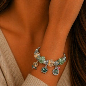 Garden Party Euro Cuff Wrap Bracelet, Silver - - LadybugfeetDesigns -