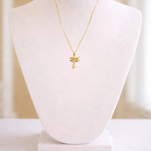 Palm Tree Necklace, Gold - 18- 24 inch - - LadybugfeetDesigns -
