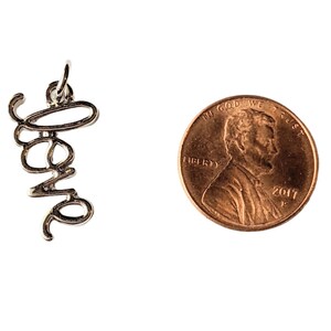 Silver Love Script Charm - - LadybugfeetDesigns -