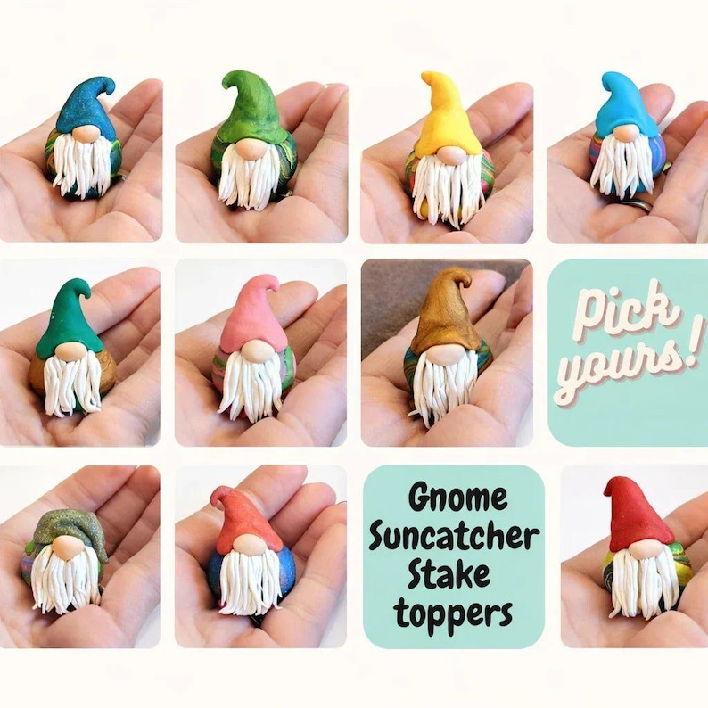 Gonk Gnome Garden Jewels/ Garden Suncatcher/ 12" or 24" Plant Stake - - LadybugfeetDesigns -