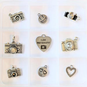 I Love Photography Charm Box - 9 pc., Silver - - LadybugfeetDesigns -