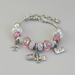 Travel/Vacation European beaded bracelet - Silver - - LadybugfeetDesigns -