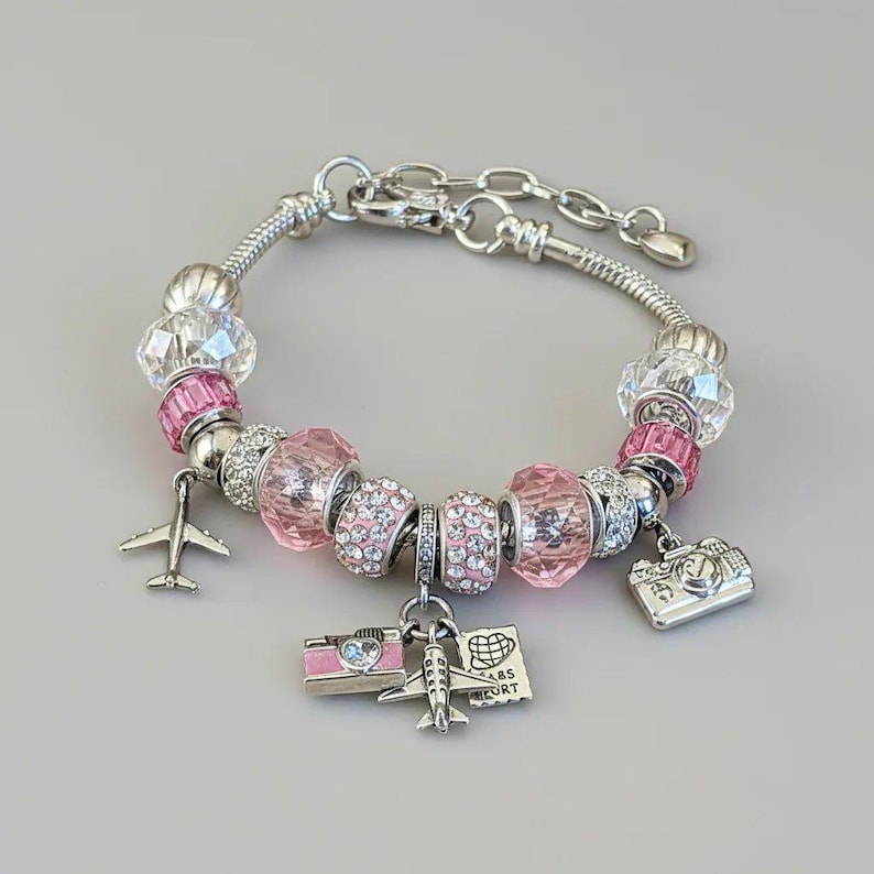 Travel/Vacation European beaded bracelet - Silver - - LadybugfeetDesigns -