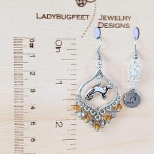 Mismatched Ferret hook earrings, Silver - - LadybugfeetDesigns -