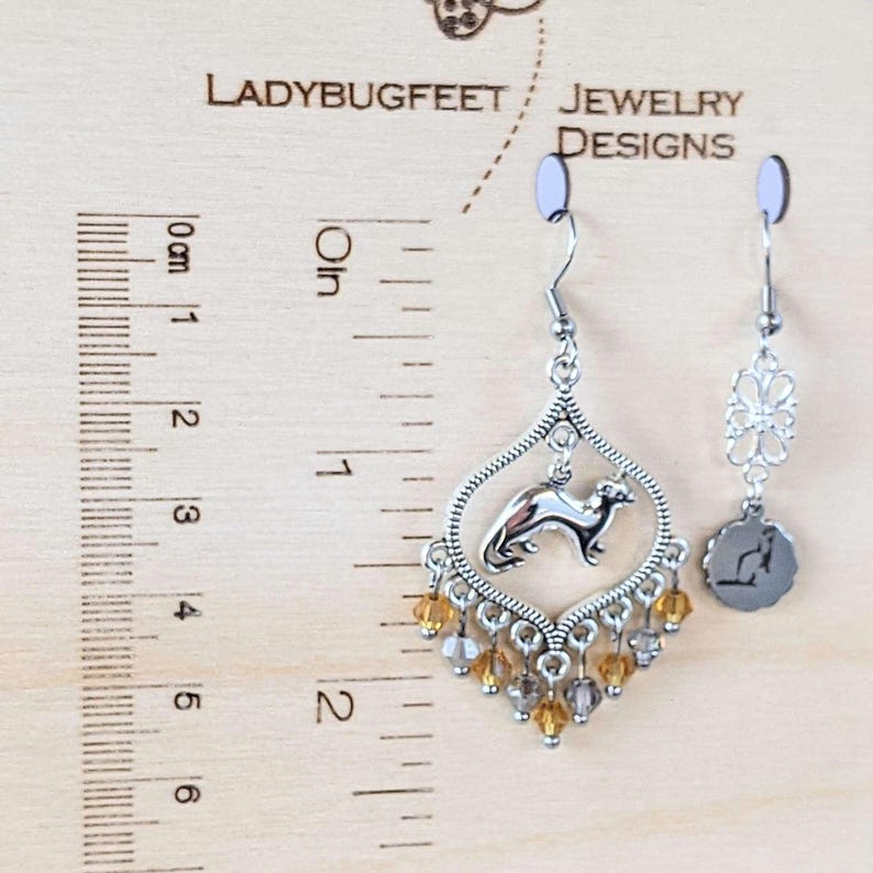 Mismatched Ferret hook earrings, Silver - - LadybugfeetDesigns -