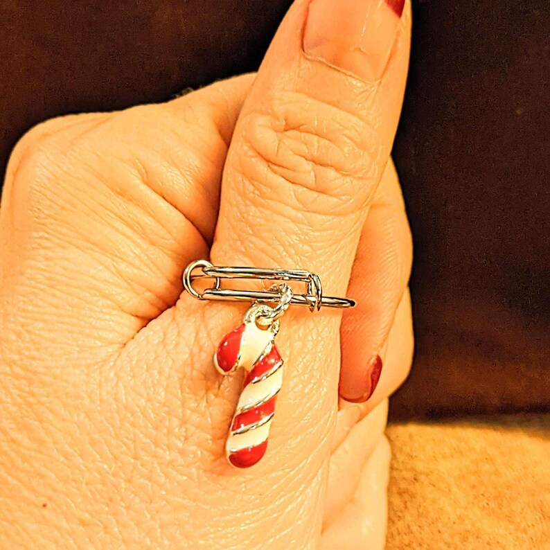 Candy Cane Expandable Charm Ring - - LadybugfeetDesigns -