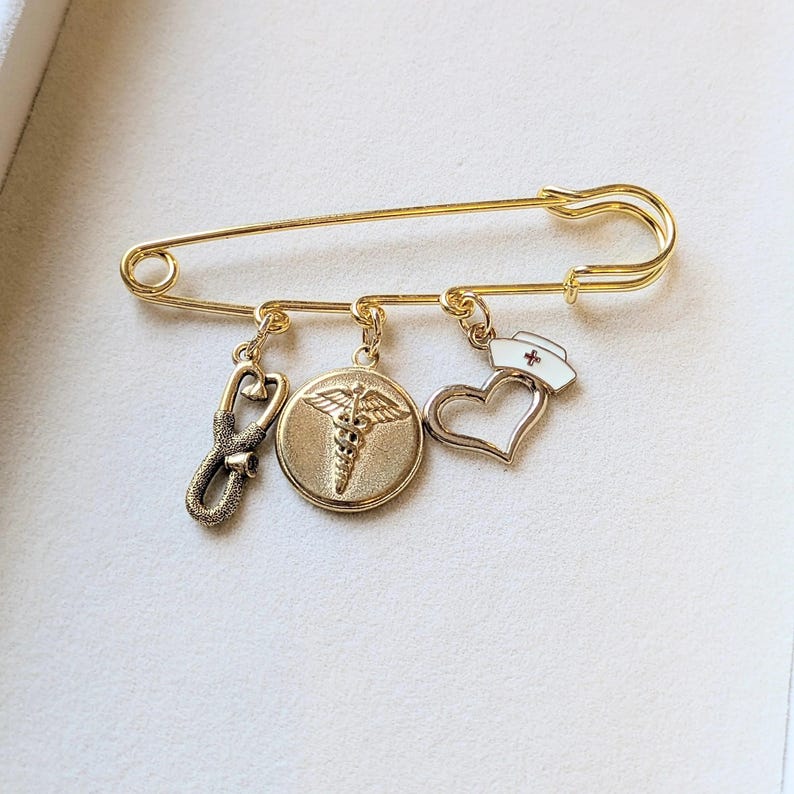 Nurse Safety Pin Brooch, Purse Charm - - LadybugfeetDesigns -