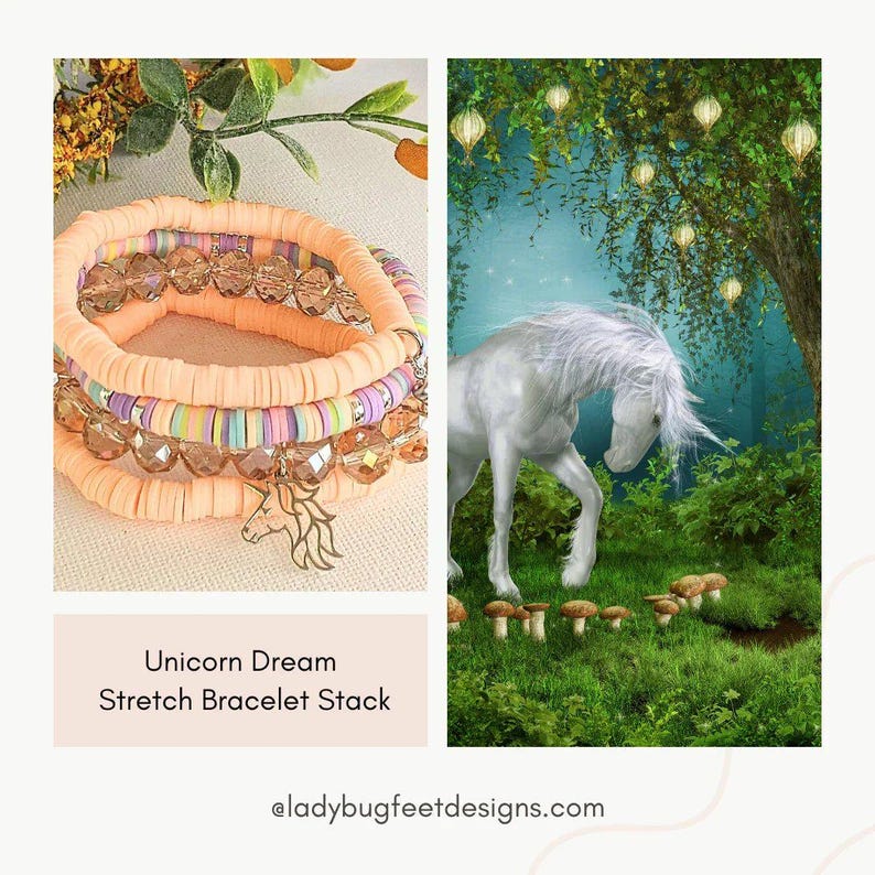 Unicorn Dream Stretch Bracelet Stack - - LadybugfeetDesigns -
