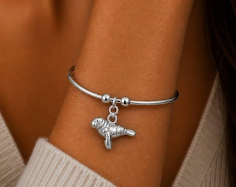 Manatee Euro Bangle Cuff, Silver