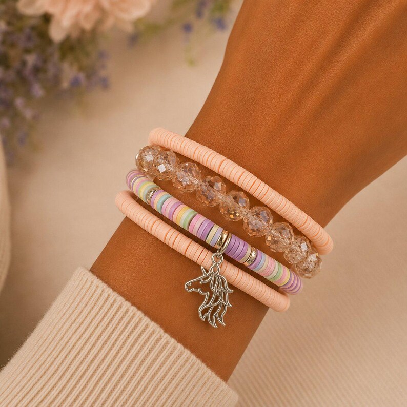 Unicorn Dream Stretch Bracelet Stack - - LadybugfeetDesigns -