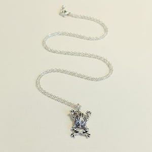 Fancy Rustic Frog Necklace, 20 inches - Silver - - LadybugfeetDesigns -