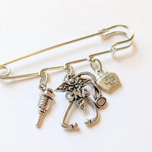 CNA - Certified Nursing Asst. Safety Pin Brooch, Purse Charm - - LadybugfeetDesigns -