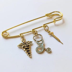 Medical Field Safety Pin Brooch, Purse Charm - - LadybugfeetDesigns -