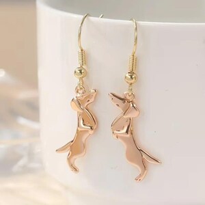 Gold Dachshund earrings - - LadybugfeetDesigns -